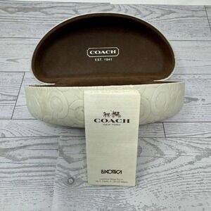 Coach Signature C Logo Hard Shell Eyeglasses Case Cream Embossed